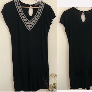 Michael Stars Romper Embroidered Tie Waist Jersey